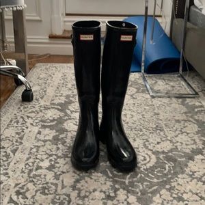 Hunter Rain Boots Shiny Black Size 10